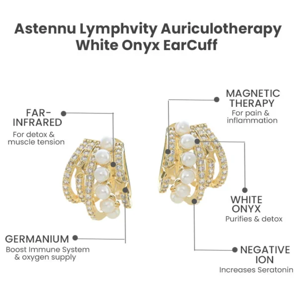 Lymphvity Auriculotherapy White Onyx EarCuff